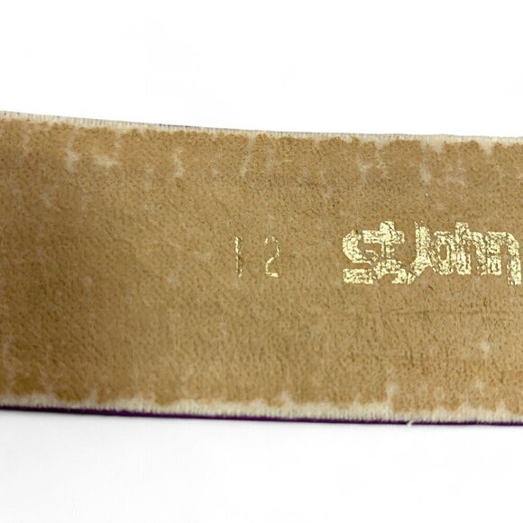St. John Vintage Belt Purple Leather Gold Tone Harness Detail Style#5512 Size 12 - Picture 5 of 10